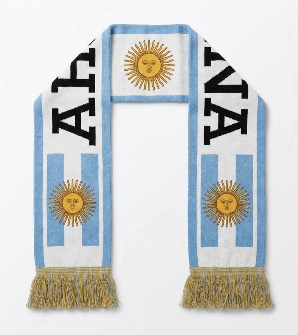 Argentina National Team World Cup Soccer 3 Flag Scarf - NWT